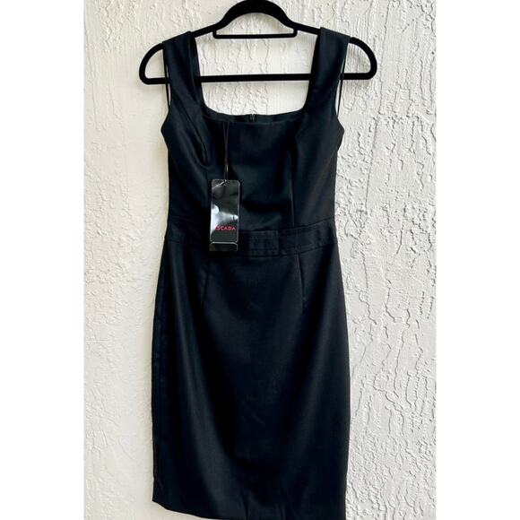 Escada Dress Black Stretch Sheath Nwt Size 16 Retails $650 - Picture 1 of 7